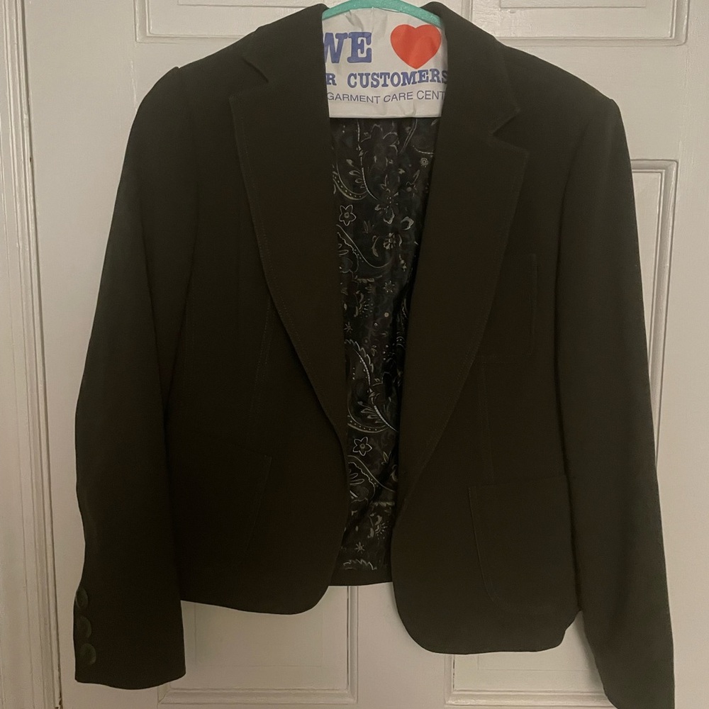 Vintage 90s Jones New York dark grey Blazer with Dark Paisley Lining
